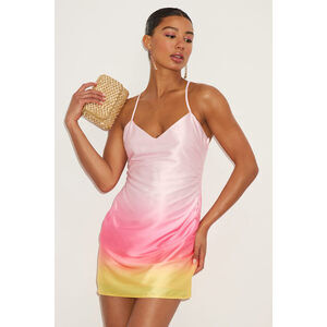 Lulus Dela Light Pink Ombre Satin Mini Dress - Size XL